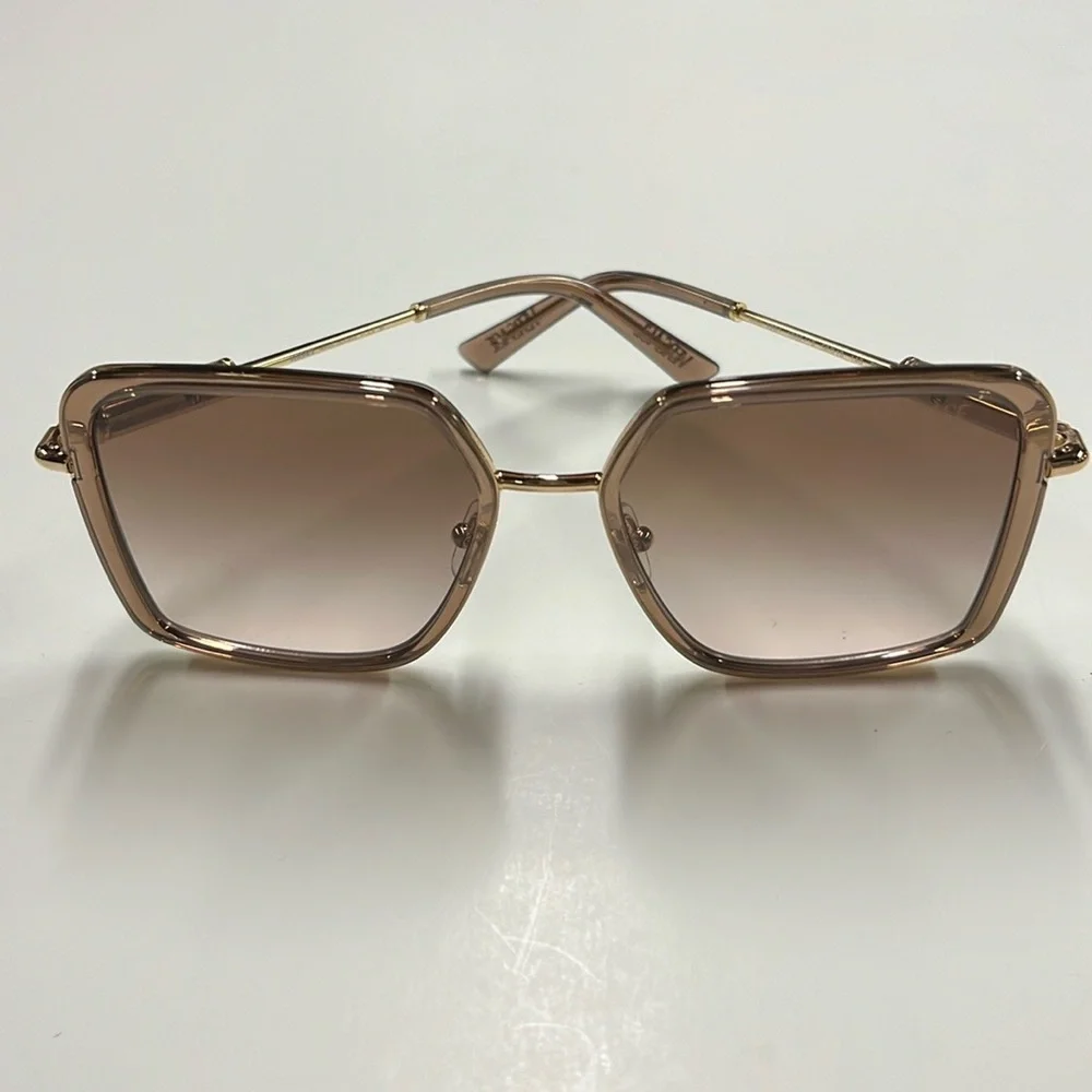 VERSACE AUTHENTIC NIB Gold Medusa Square Brown Fade Sunglasses w/Clamshell Case